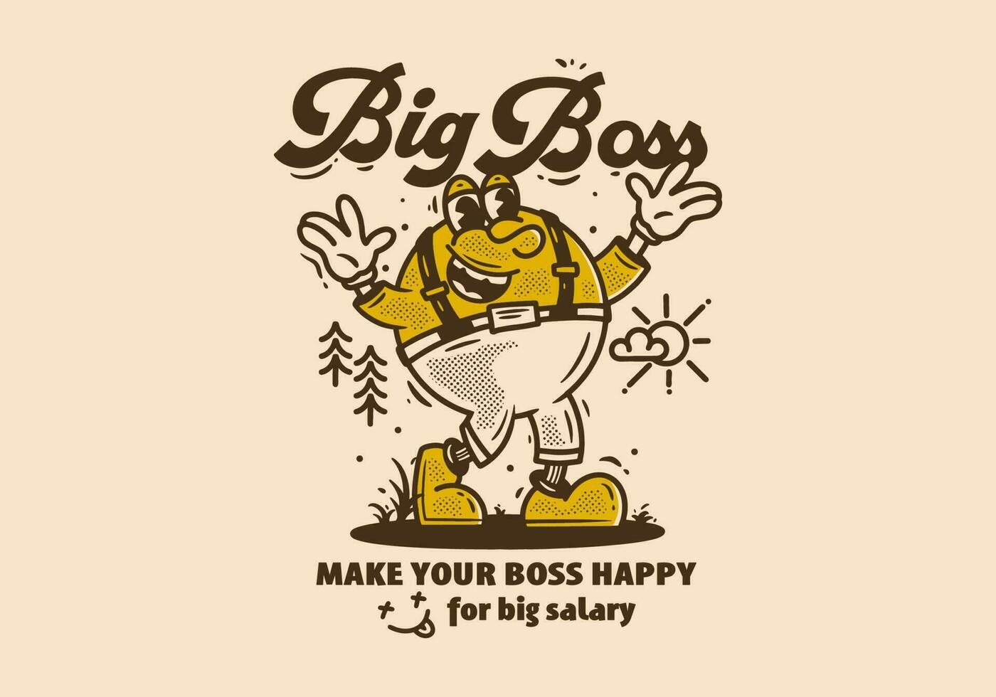 Big boss mascot character illustration design in vintage style vector