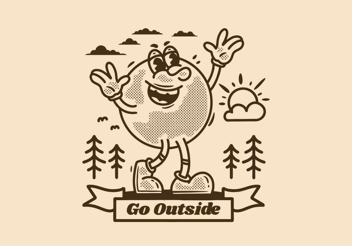 Vintage style illustration of happy character vector