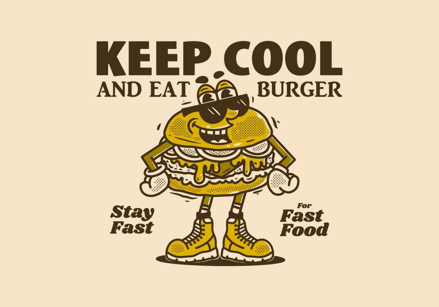 Vintage mascot character design of burger vector