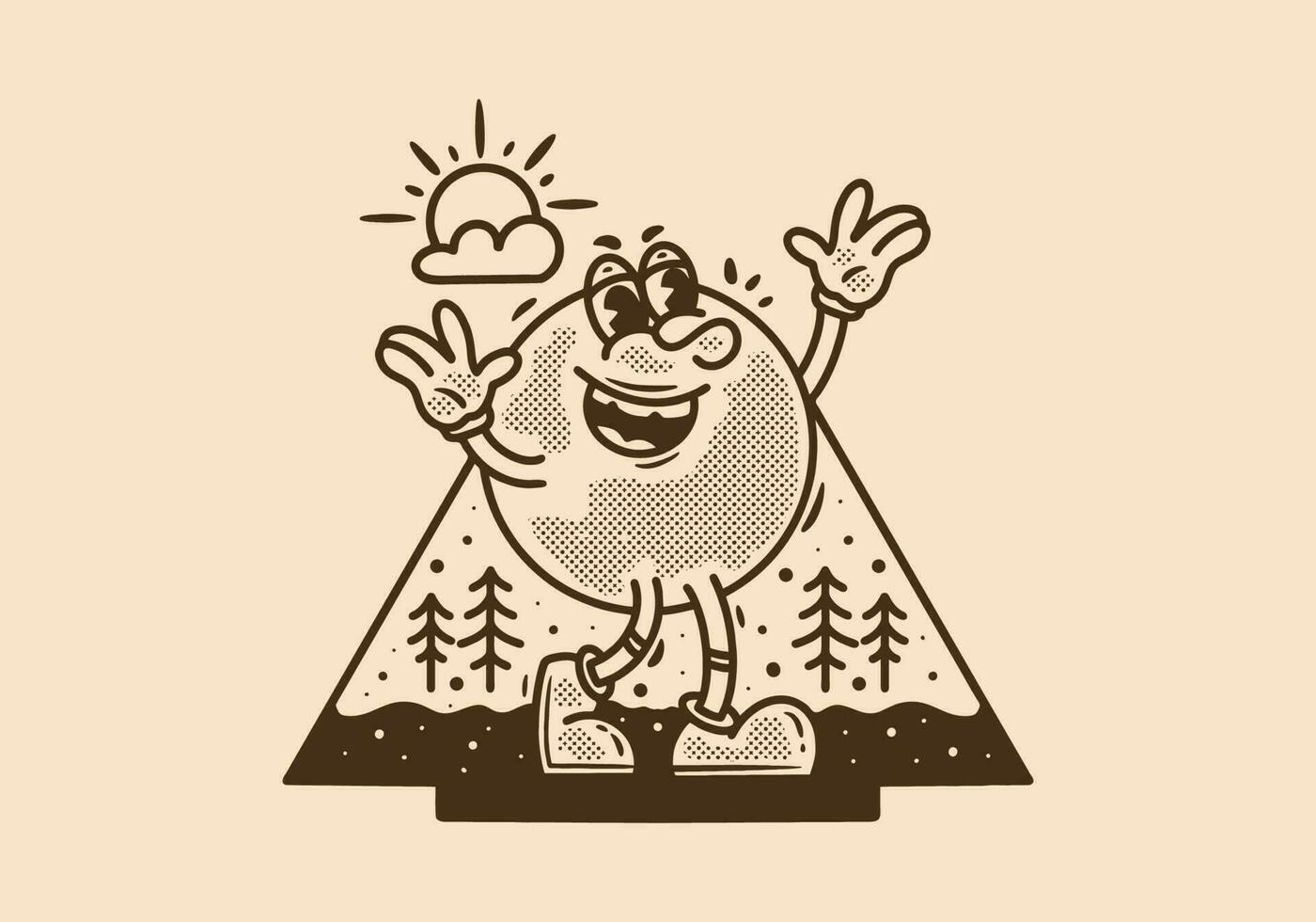 Vintage style illustration of happy character vector
