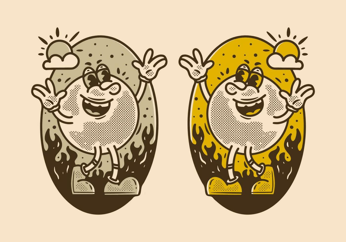 Vintage style illustration of happy character vector