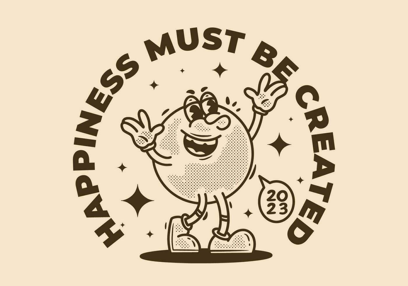 Vintage style illustration of happy character vector