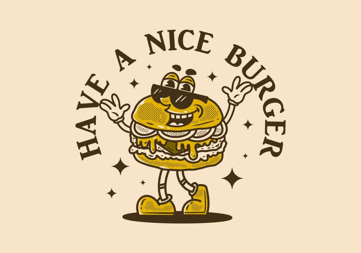 Vintage mascot character design of burger vector