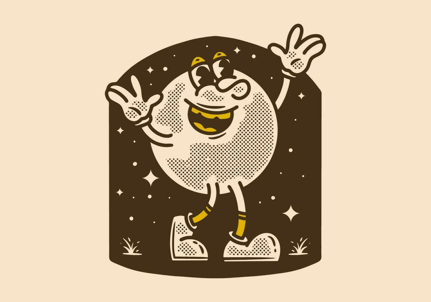 Vintage style illustration of happy character vector