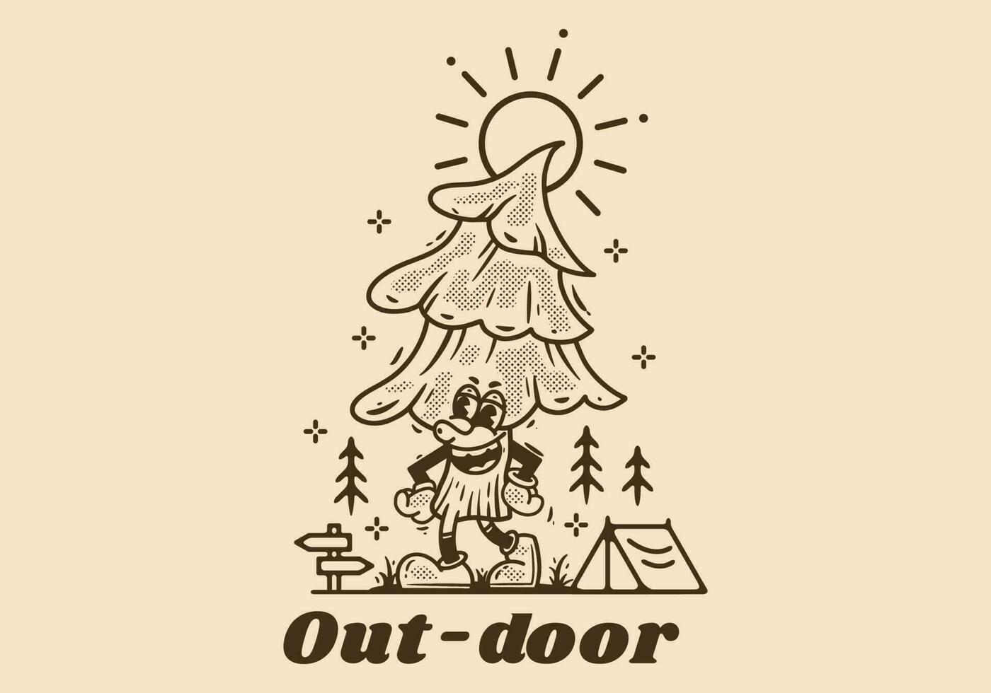 Mascot character of pine tree in vintage style vector