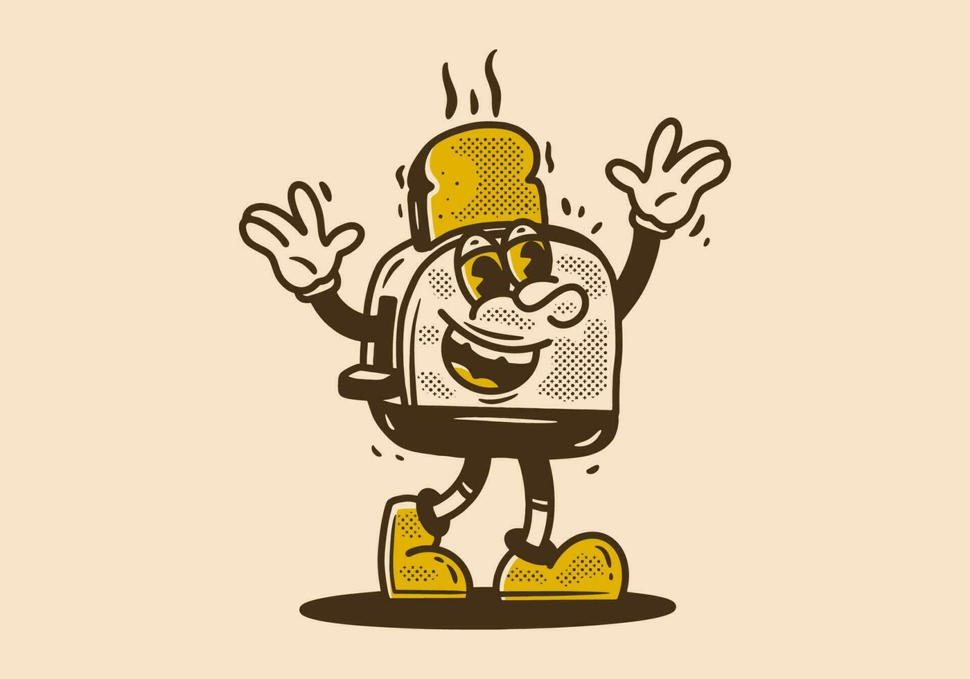 mascota personaje de brindis un pan con contento cara vector
