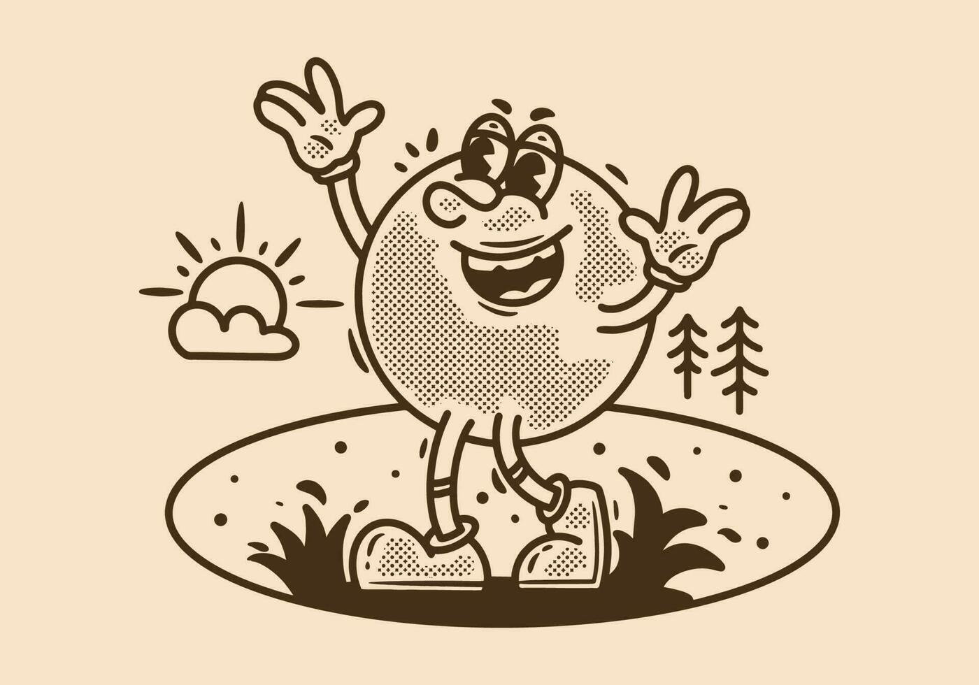 Vintage style illustration of happy character vector