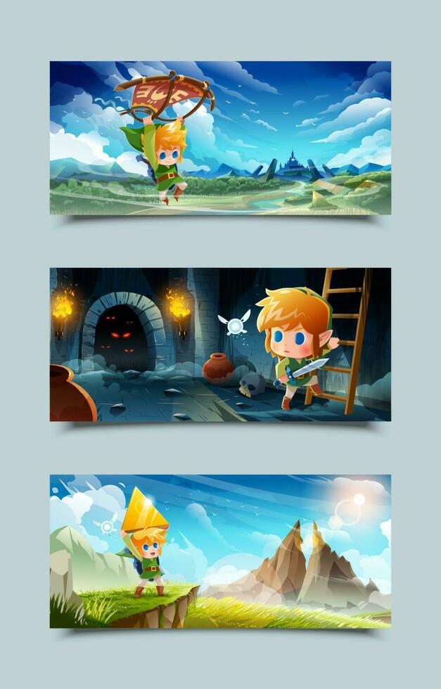 Adventure of The Elf Knight Banners Set vector
