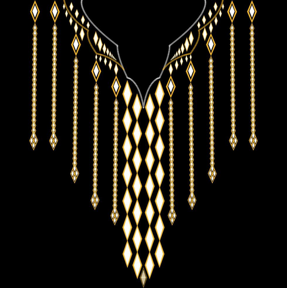 Traditional geometric ethnic embroidered neckline vector