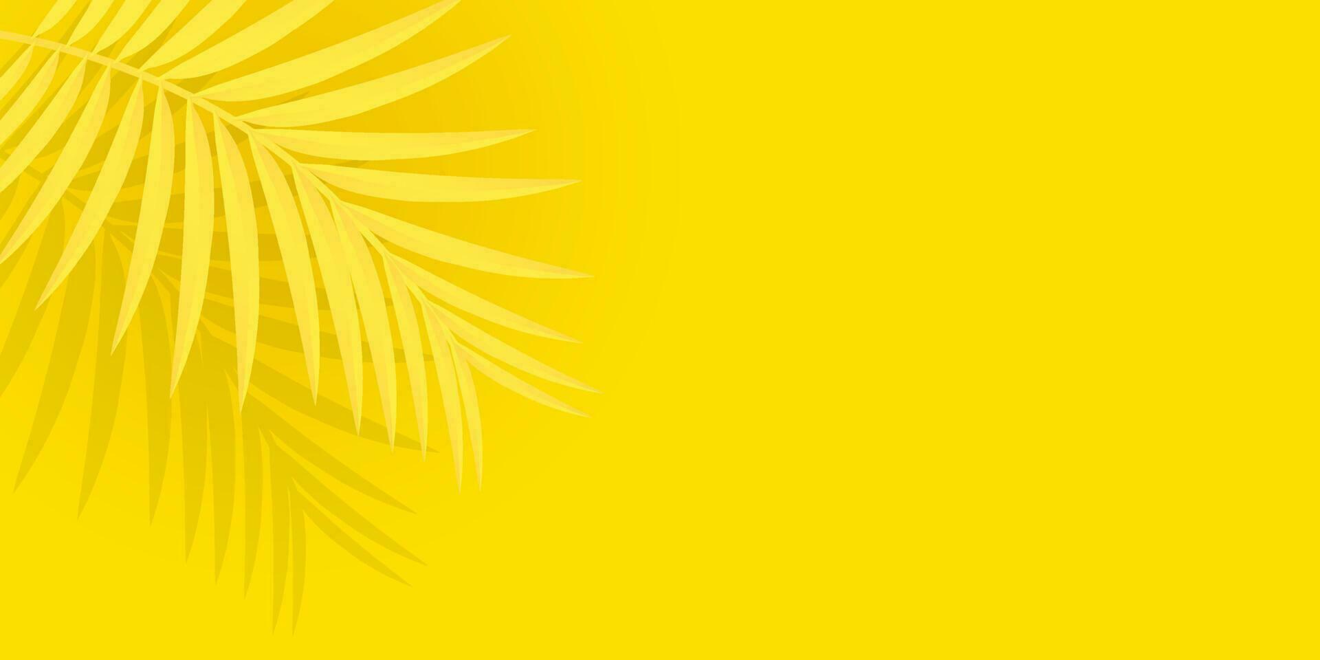 Palm tree background total yellow. Horizontal orientation, copy space. Vector design.