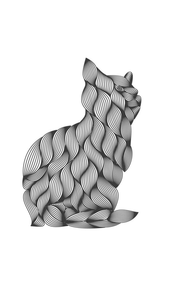 Line art cat design silhouette on white background. Vector illustration