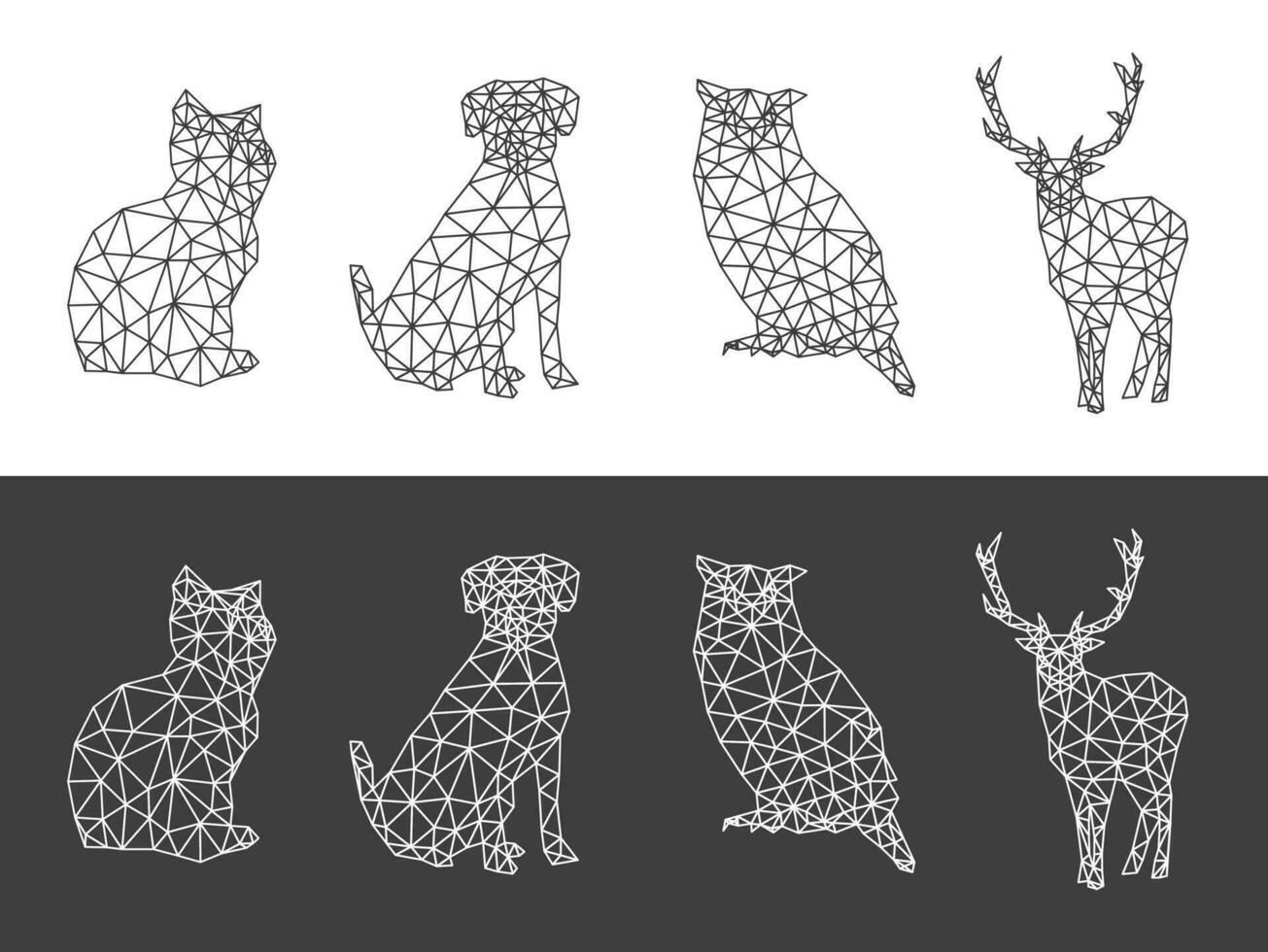 Set of animal triangle low poly art vector design illustration