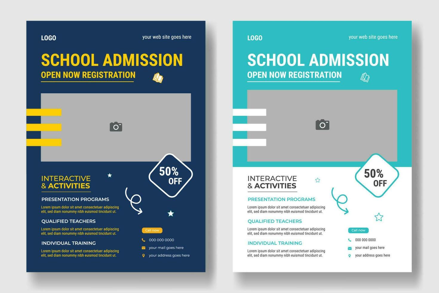 School education admission flyer template vector