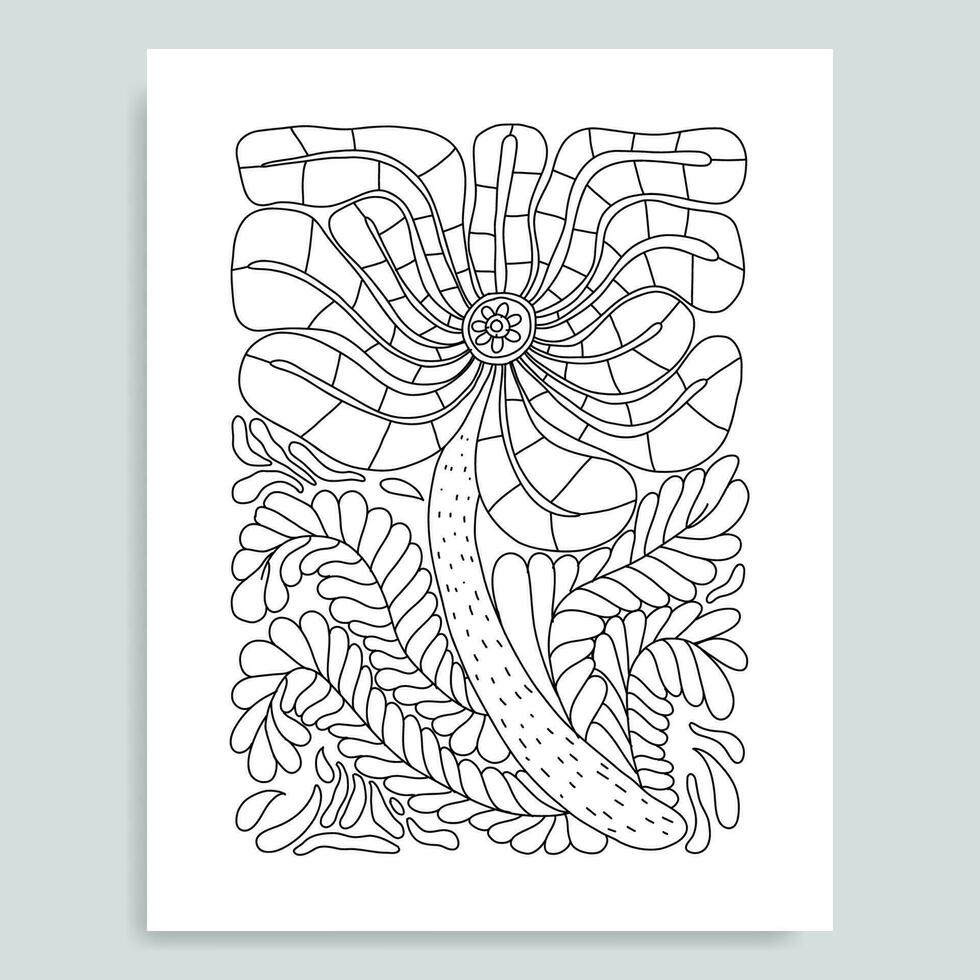 Botanical vector black and white coloring page or book