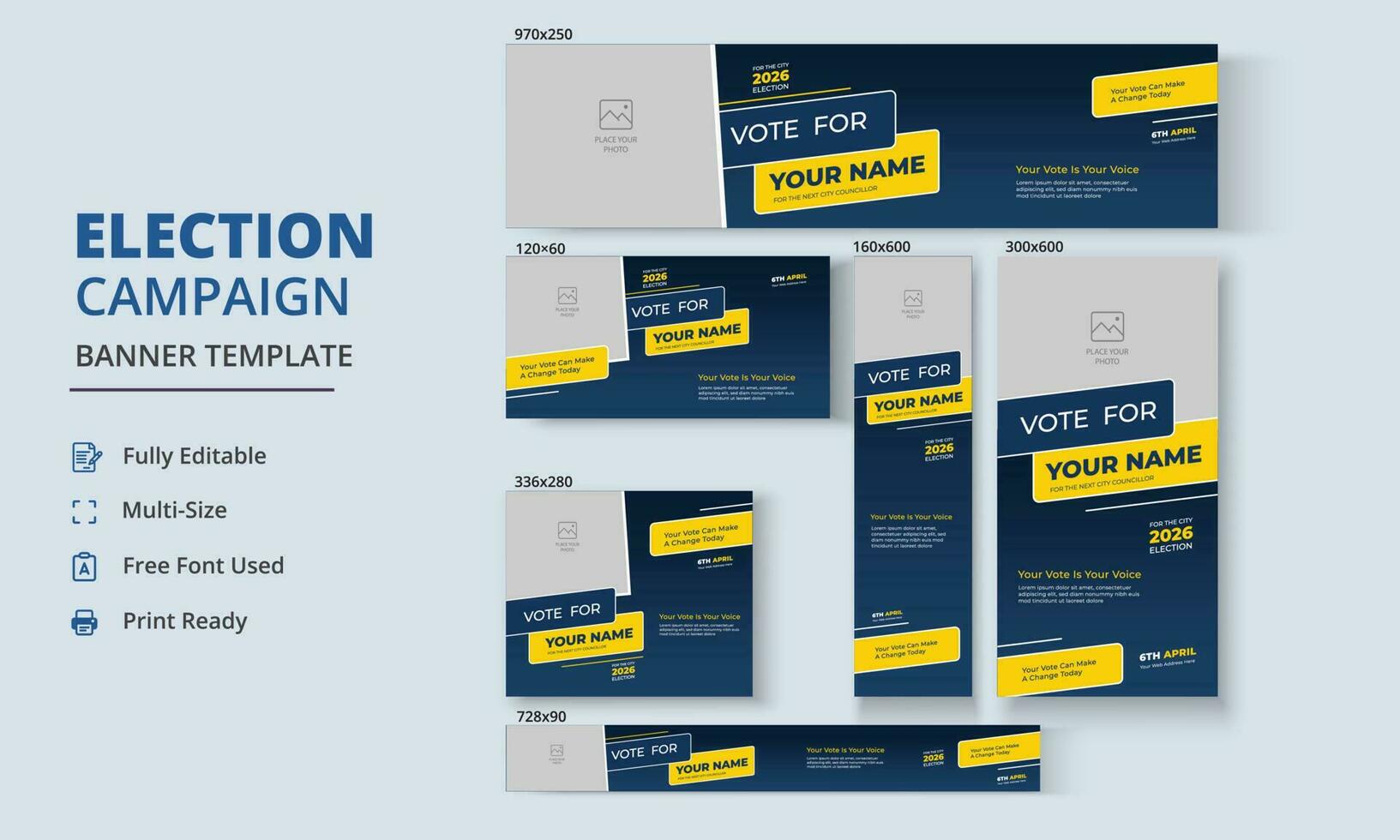 Election Campaign Banner Template, Political Campaign Banner Template, Vote Banner Template, Political Election Poster vector