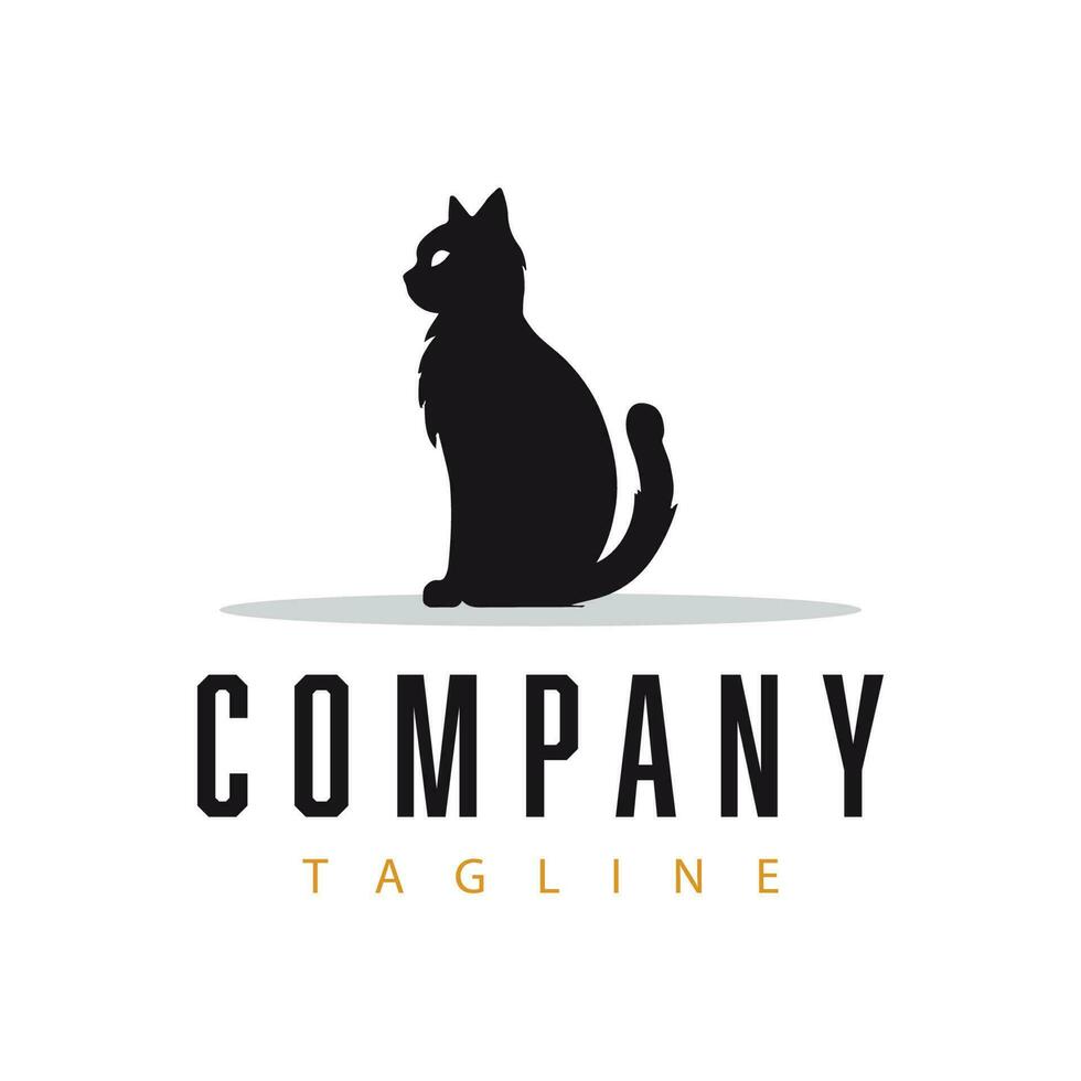 Black cat logo template design vector