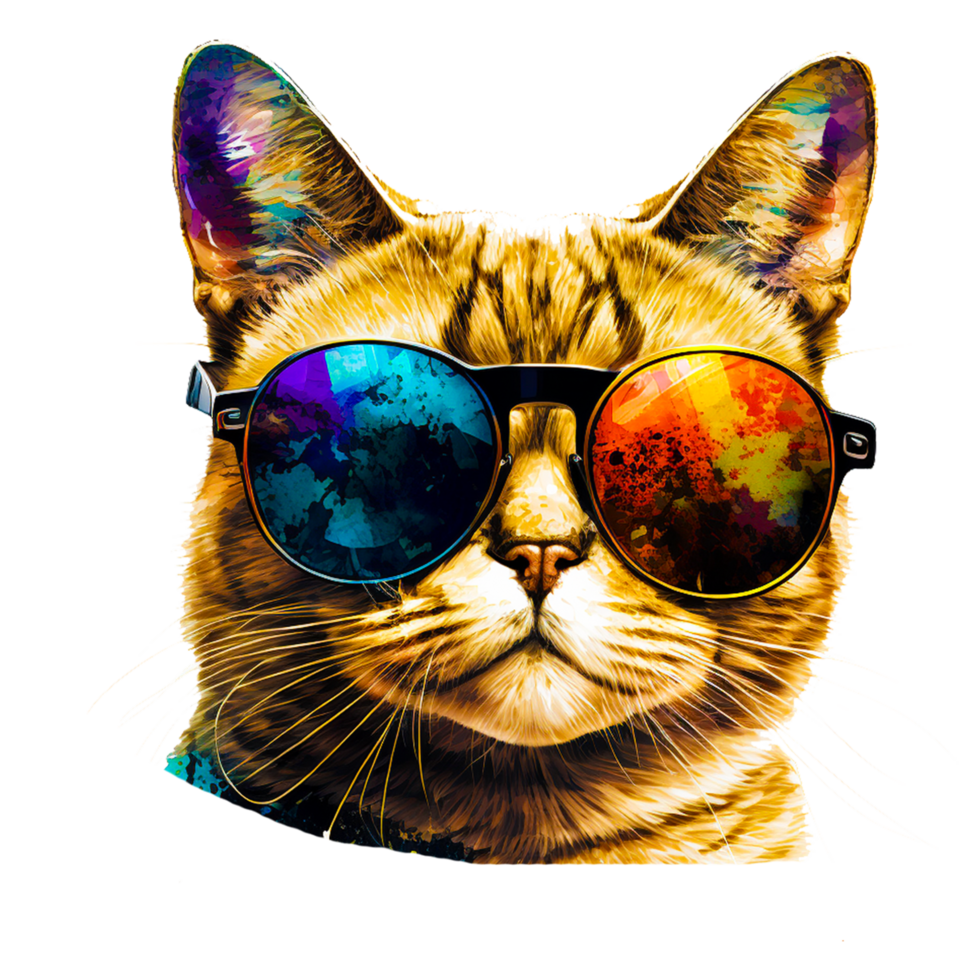 Cat wearing sunglasses and headphones png