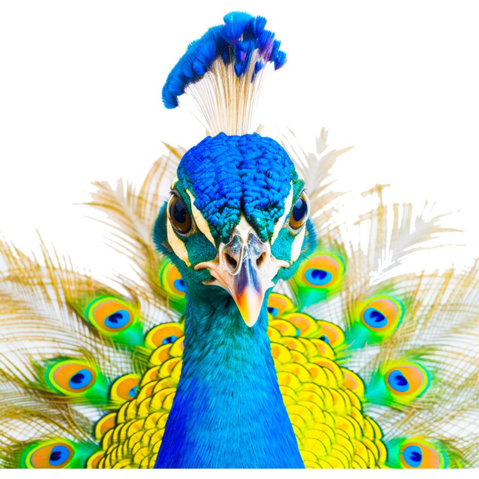 pájaro pluma pavo real, pavo real pluma, pintado, animales, mano png ai generativo