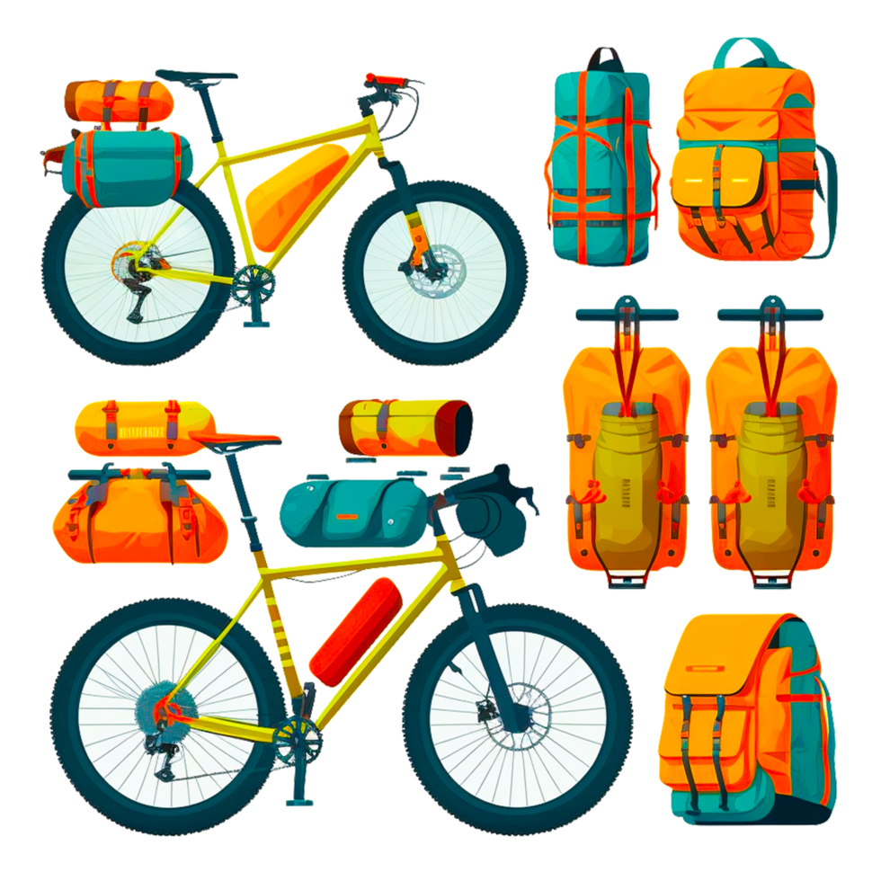 bicicletta e Accessori impostato png trasparente ai generativo