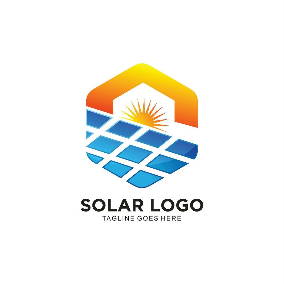 Solar logo with sun and renewable energy concept vector