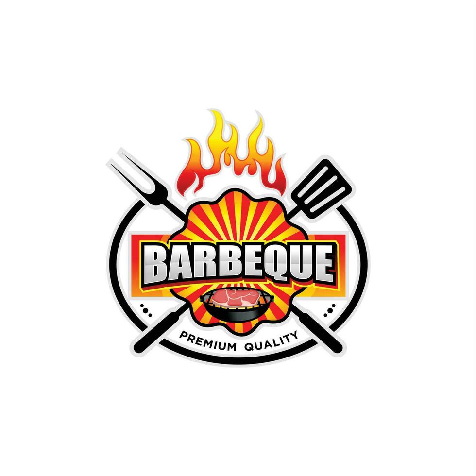 Barbeque cuisine logo premium vector
