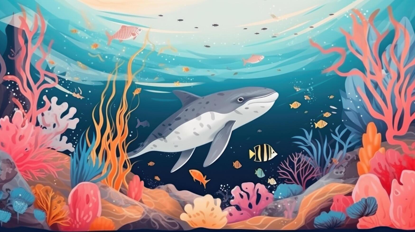 World Oceans Day background. Illustration photo