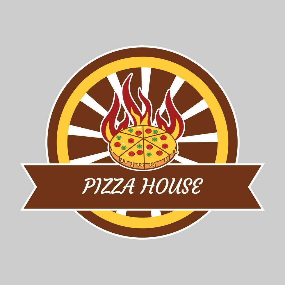 Pizza house vector logo design template. Pizza logo design. Fast food logo design.