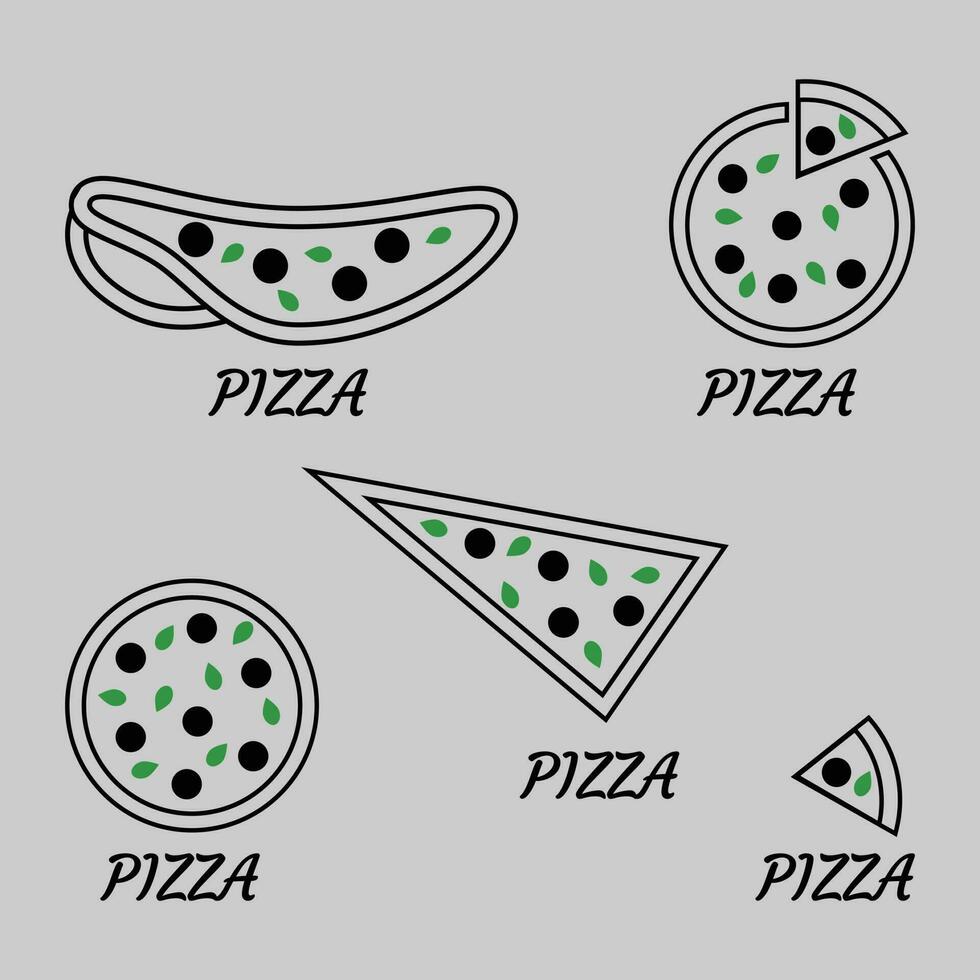 colección de Pizza vector logo diseño modelo. Pizza logo diseño. Pizza línea logo.