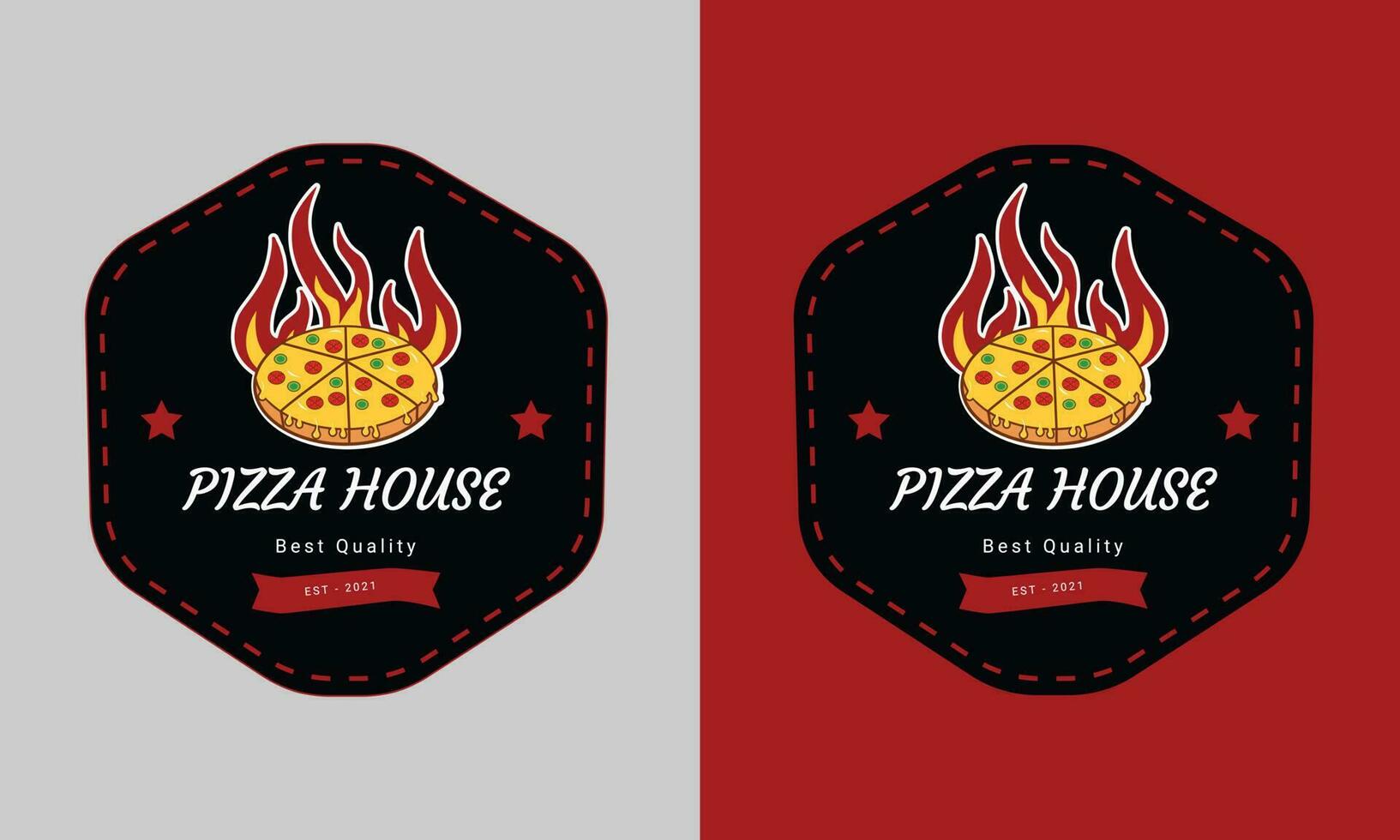 Pizza house vector logo design template. Pizza logo design. Fast food logo design.