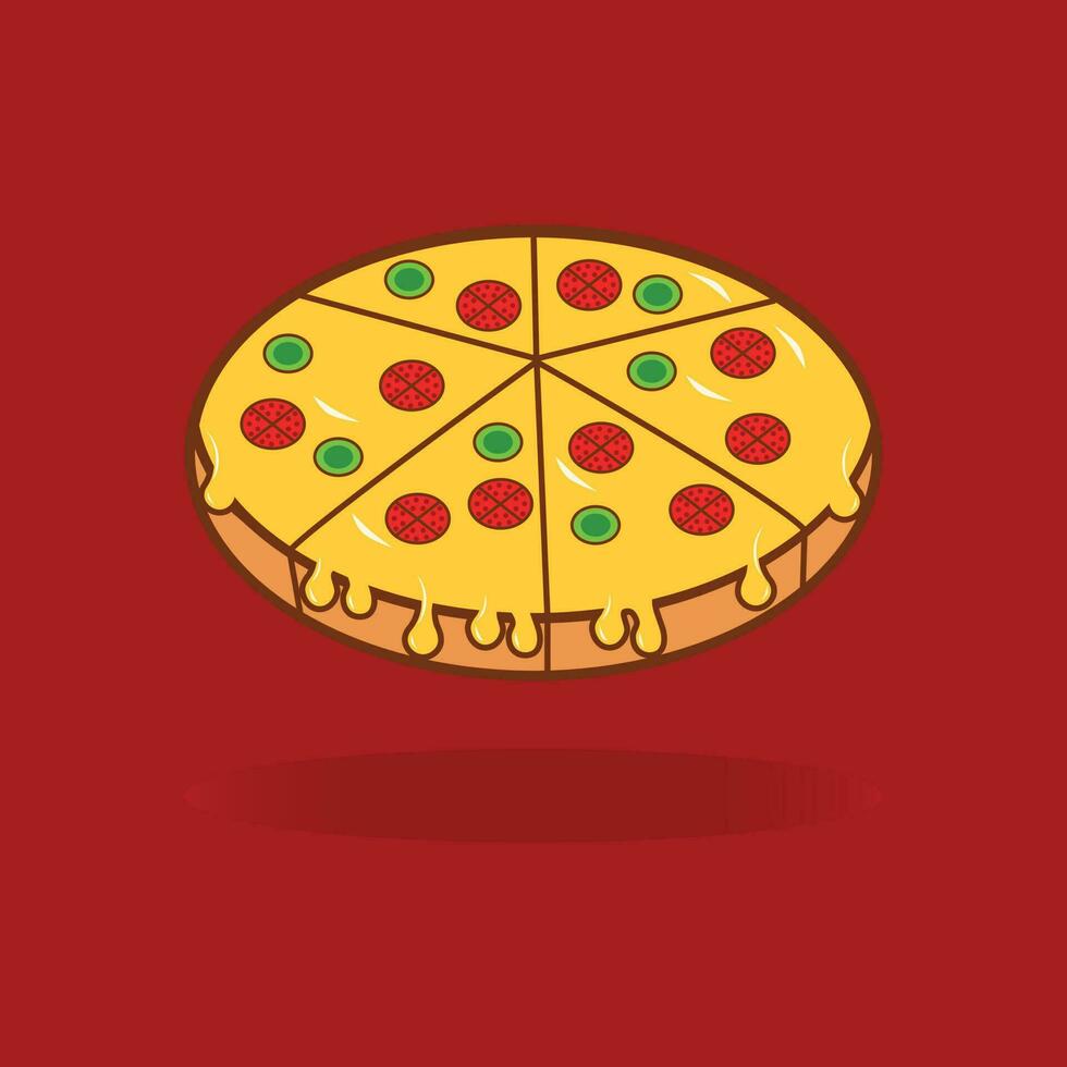 Pizza melted cartoon illustration. Food vector icon concept.