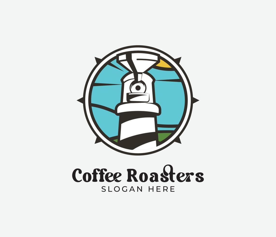 ocean, marine, navigation, coffee roaster logo. vector