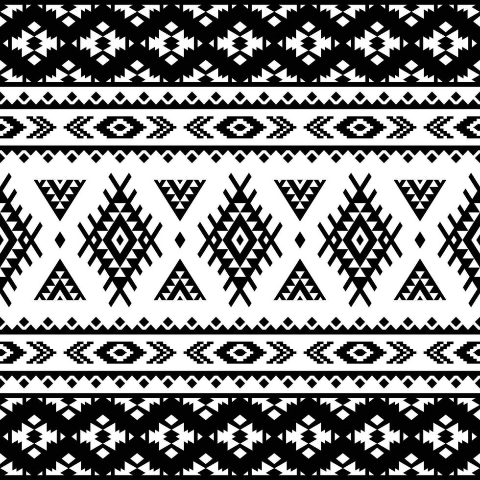 Ethnic pattern art ornament. Seamless geometric pattern in tribal style. Abstract art print. Black and white colors. Design for textile template, fabric, clothing, curtain, rug, ornament, background. vector