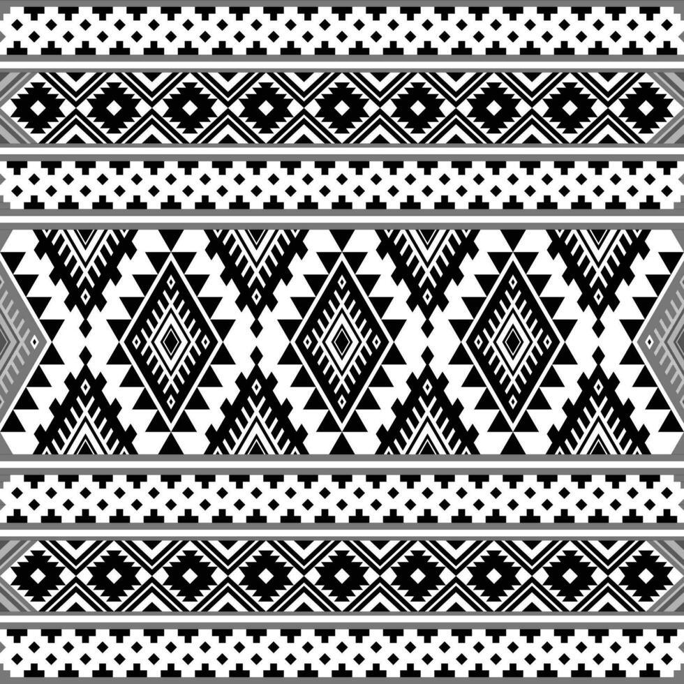 Geometric seamless tribal pattern with ethnic Aztec motives in black and white. Abstract background in ethnic style. Design for textile, fabric, clothes, curtain, carpet, batik, ornament, wallpaper. vector