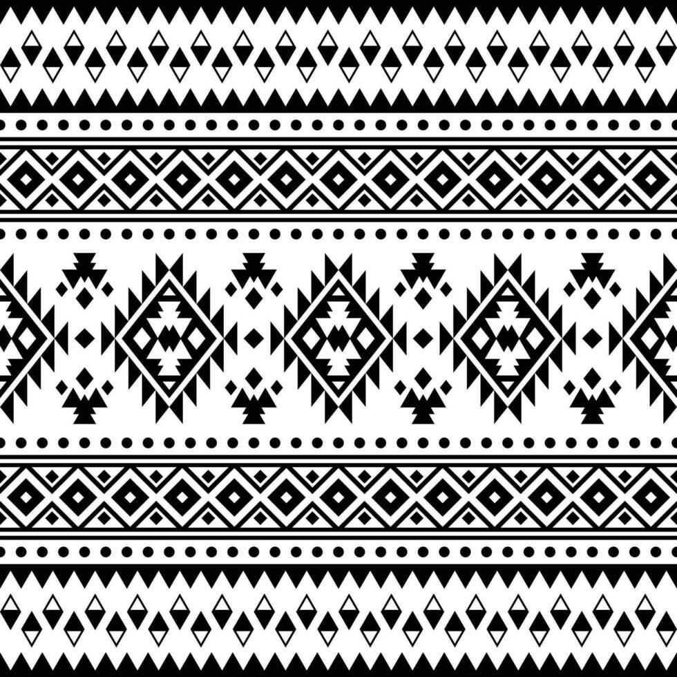 sin costura tribal navajo modelo. gente geométrico resumen repitiendo antecedentes en étnico estilo. negro y blanco colores. diseño para textil, tela, ropa, cortina, alfombra, ornamento, envase. vector