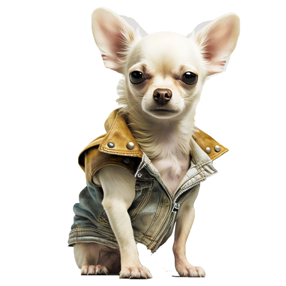 adulto blanco y marrón chihuahua, chihuahua vestido, animales, perros png ai generativo