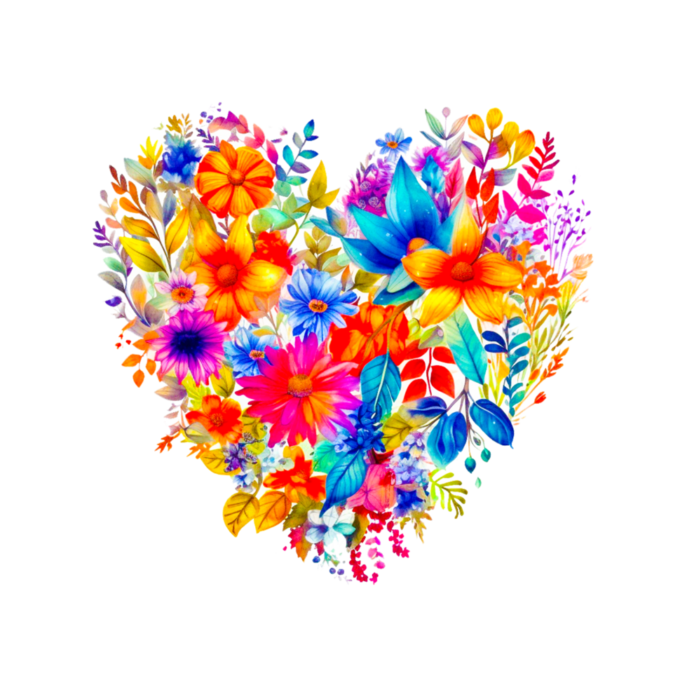 floral Cadre cœur forme symbole l'amour Valentin journée ai génératif png