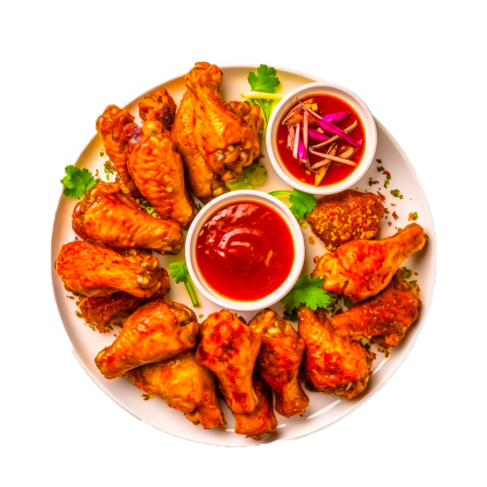 Fride chicken wings with sauce stock photo png