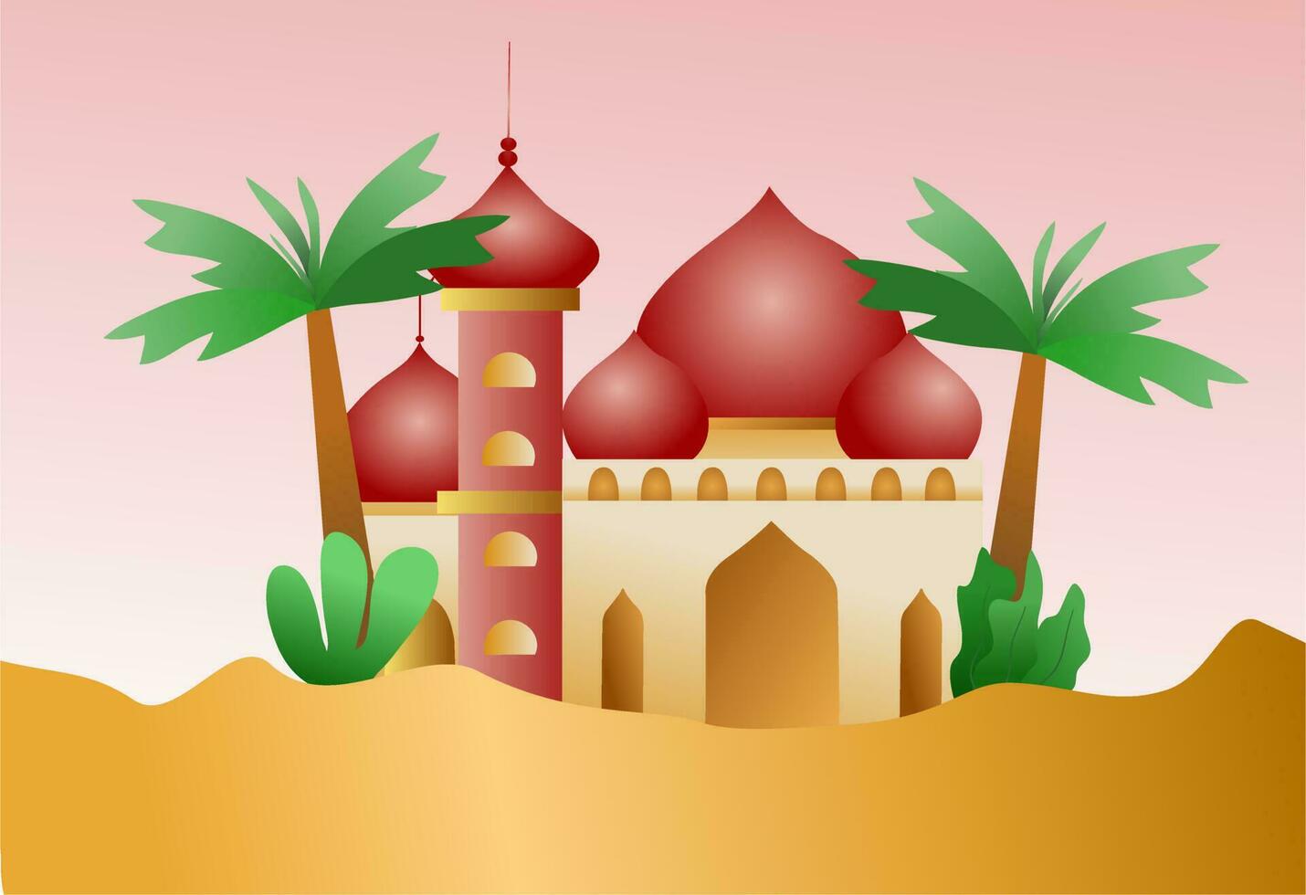 islámico mezquita plano estilo diseño vector