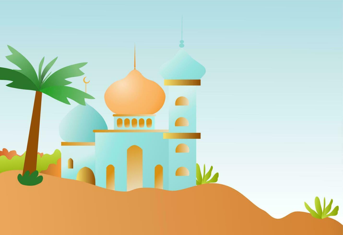 Islamic Mosque Flat Style Design vector