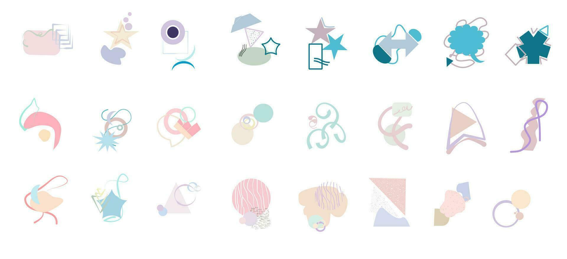 Set abstract hand drawn geometry shape vector