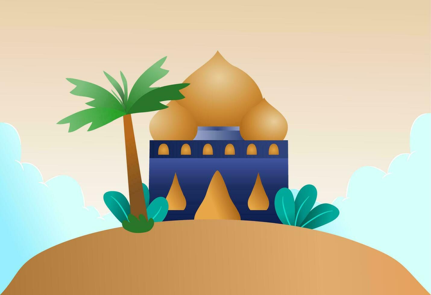 Islamic Mosque Flat Style Design vector