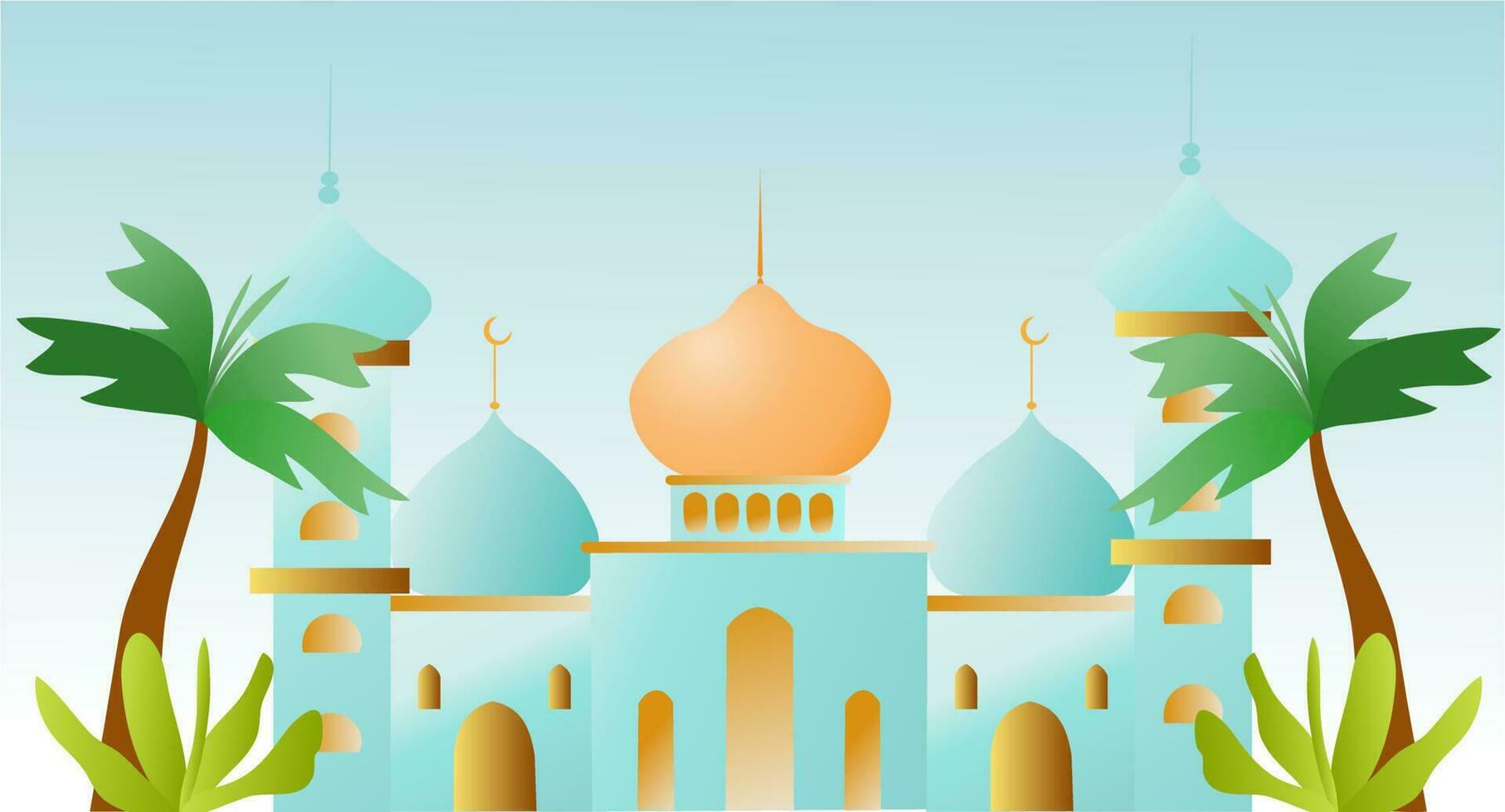 Islamic Mosque Flat Style Design vector