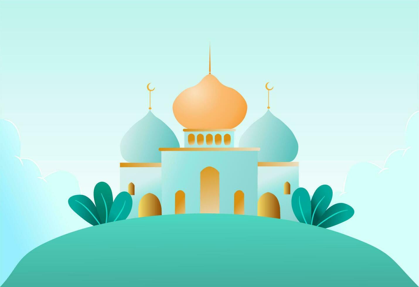 Islamic Mosque Flat Style Design vector