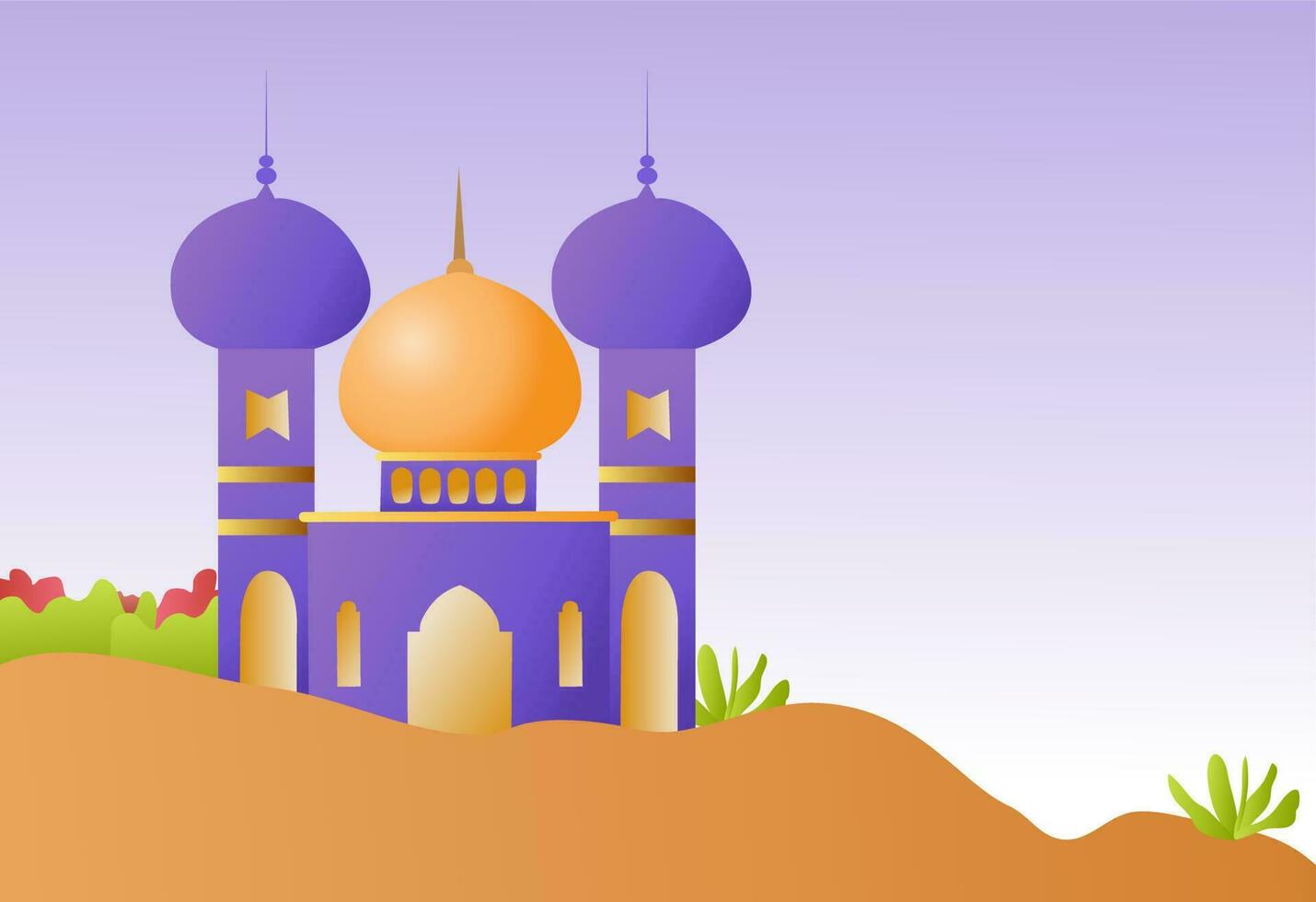 Islamic Mosque Flat Style Design vector