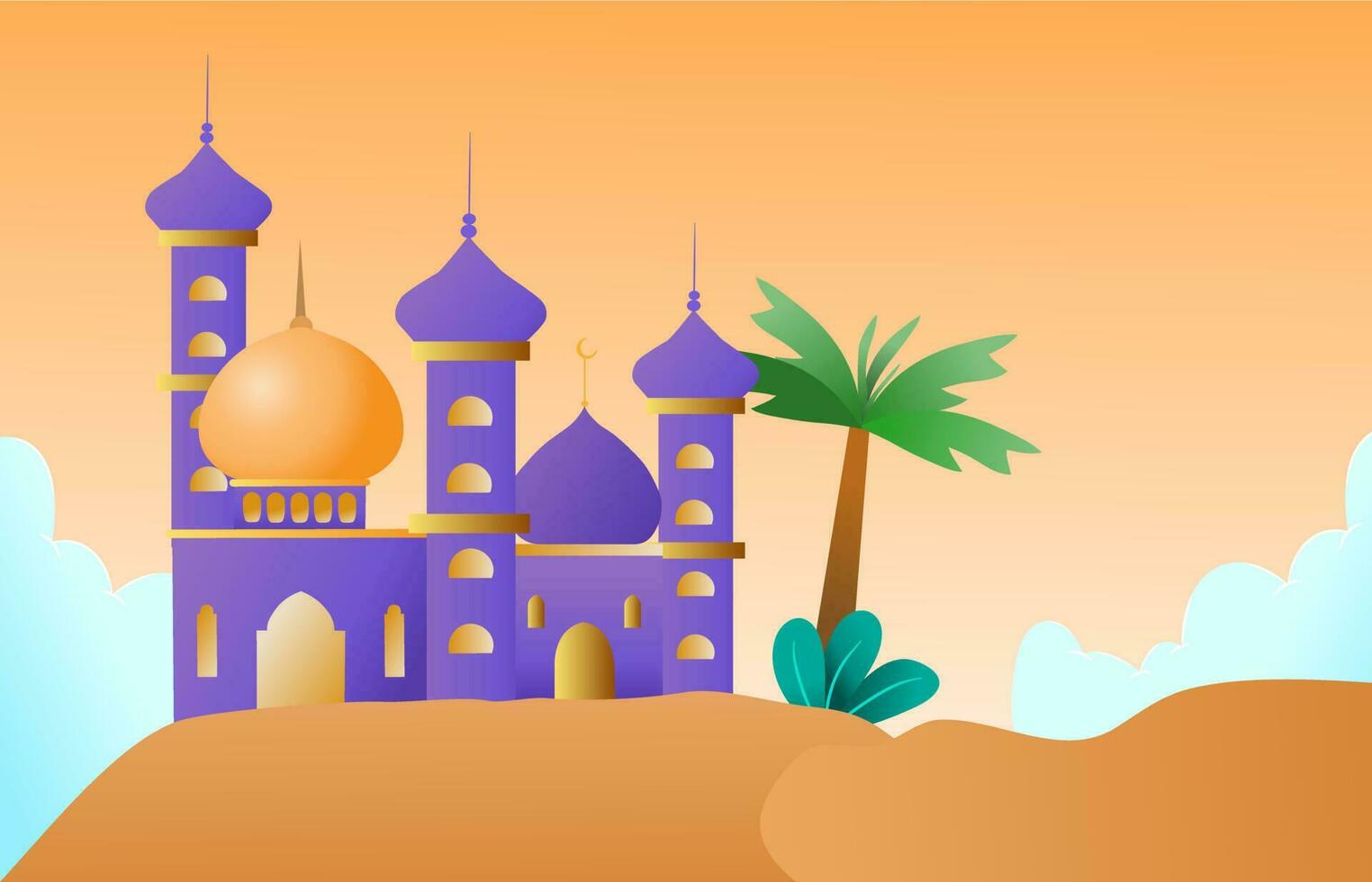 Islamic Mosque Flat Style Design vector