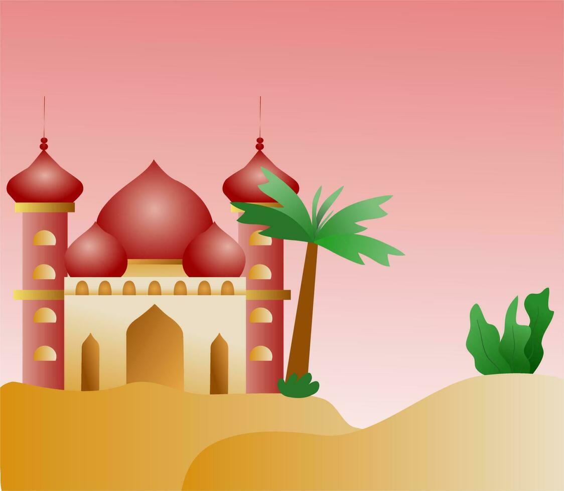 Islamic Mosque Flat Style Design vector