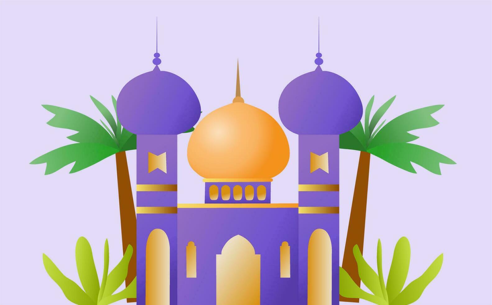 Islamic Mosque Flat Style Design vector