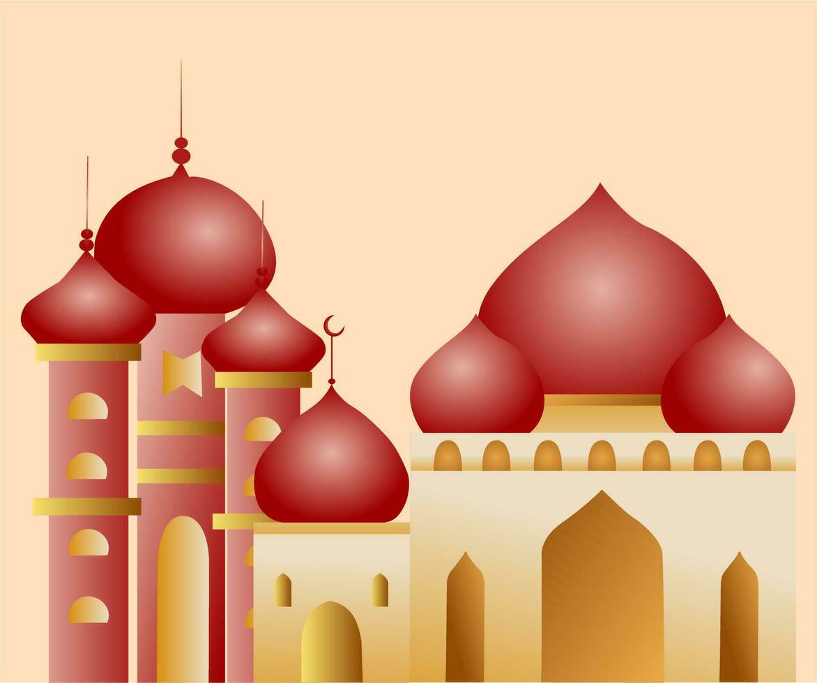 Islamic Mosque Flat Style Design vector