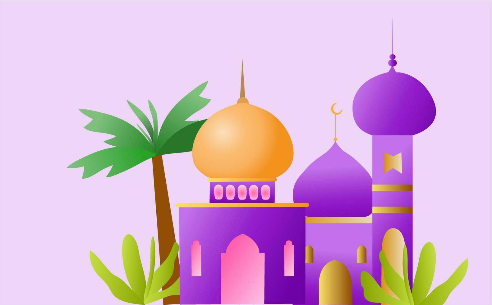 Islamic Mosque Flat Style Design vector