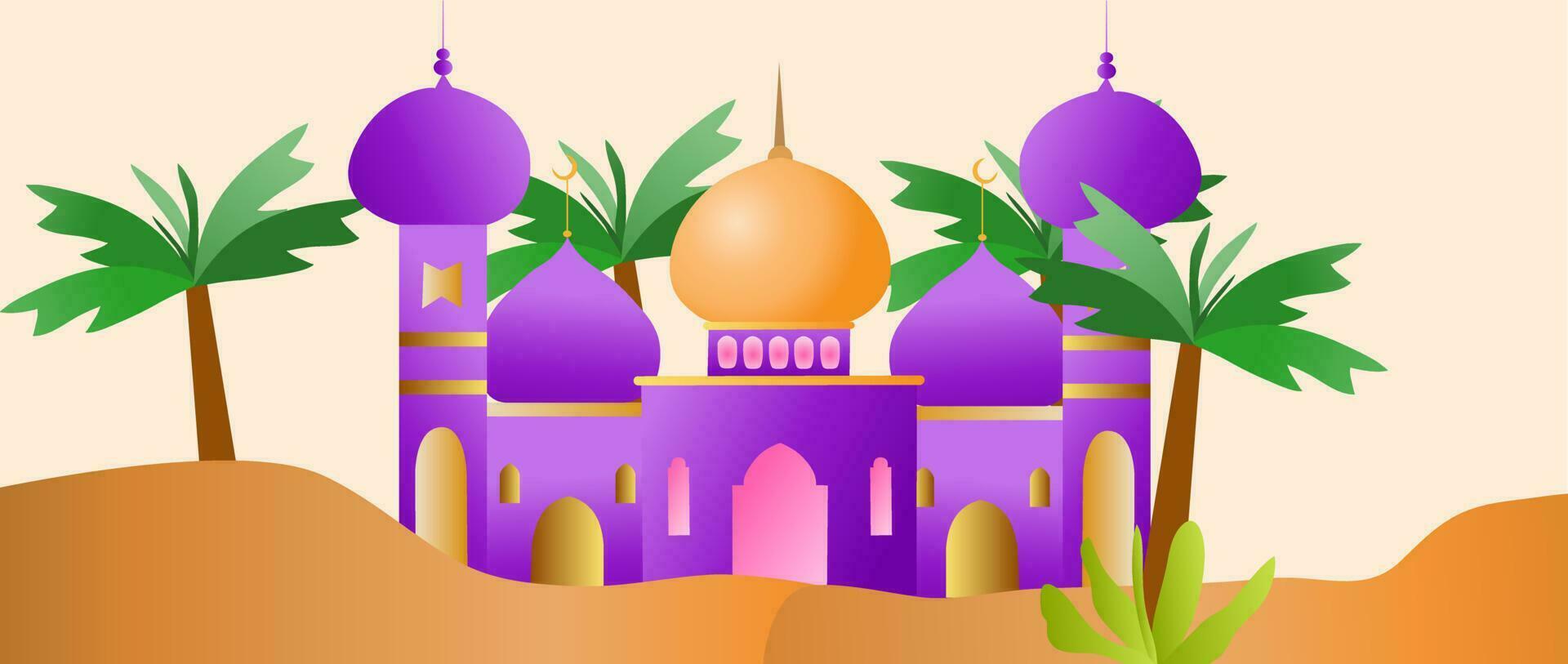 islámico mezquita plano estilo diseño vector